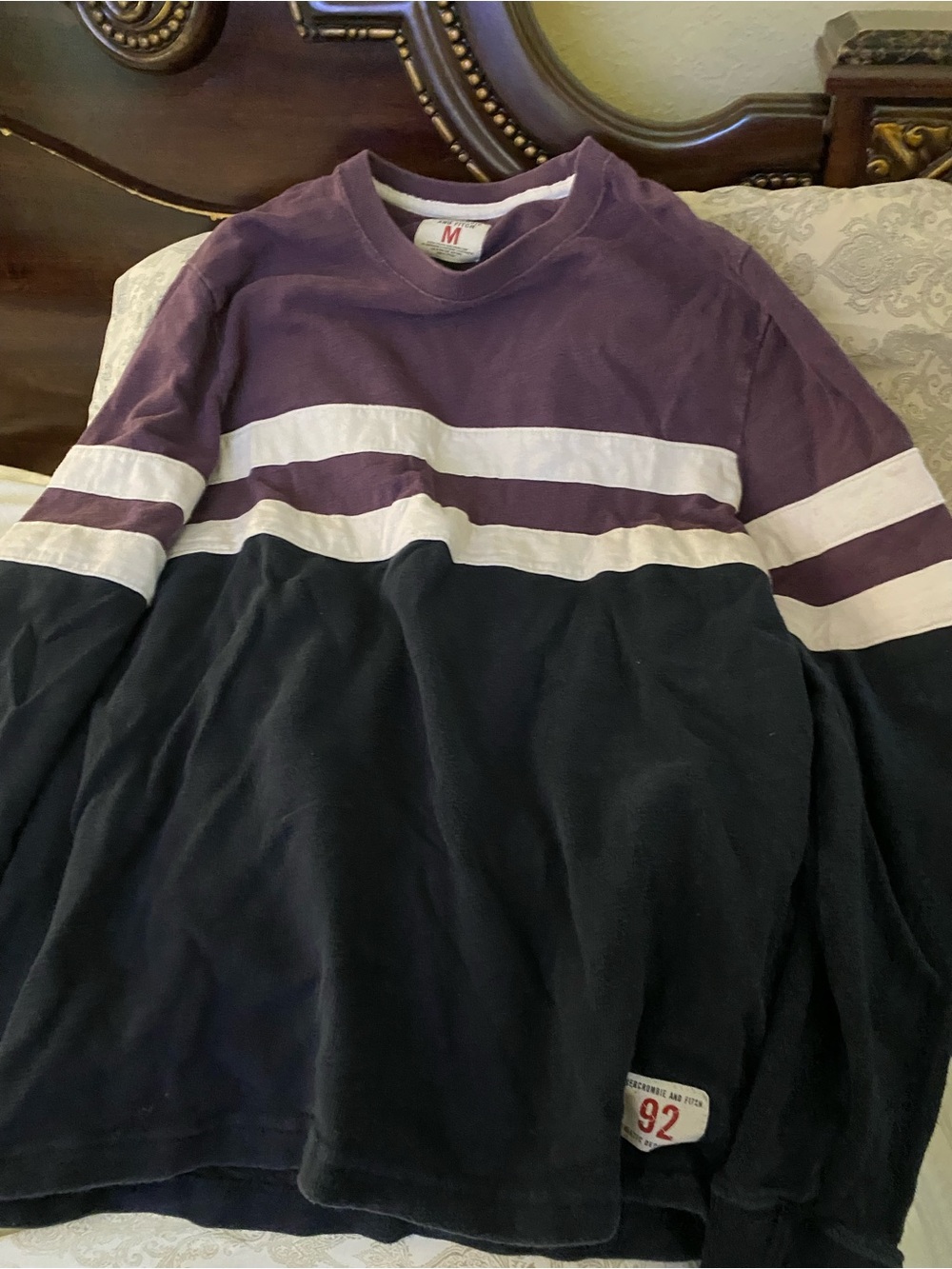 Abercrombie & Fitch Dark Purple Top with  stripe
